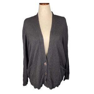 J Jill Cotton Wool Cashmere Cardigan Sweater Button Up Women’s Size XL In Grey